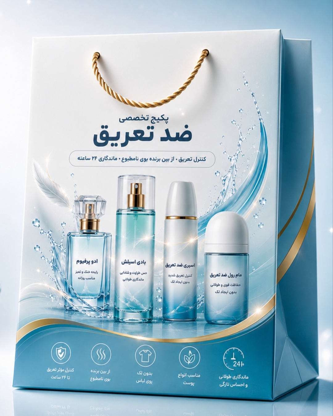 پکیج تخصصی ضد تعریق و خوشبوکننده بدن (مجموعه کنترل ۲۴ ساعته) کنترل بوی بدن، مراقبت از پوست و ایجاد حس تازگی طولانی‌مدت